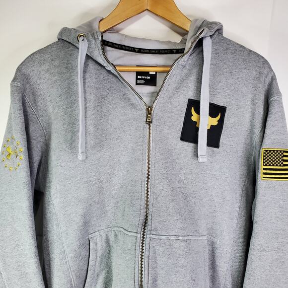 Under Armour Men's Size S Freedom x Project Rock Full Zip Hoodie Gray - Picture 2 of 13